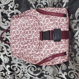 Calvin Klein Monogram Deep Berry Backpack with Black & Silver Hardware